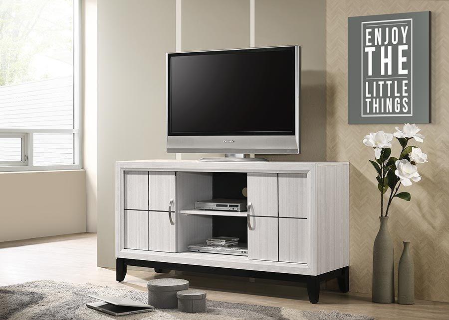 Akerson White Tv Stand with sliding doors